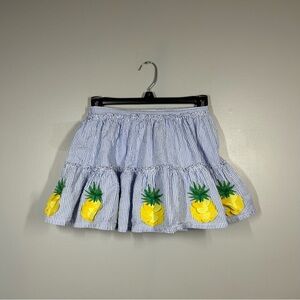 Mini Boden striped pineapple appliqué skirt 6-7